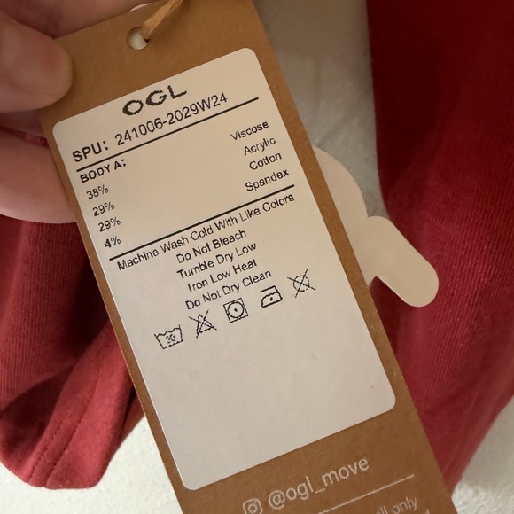 OGL EcoMousse Women's Surplice Faux Wrap Red Draped Blouse Top Size M - Picture 2 of 5